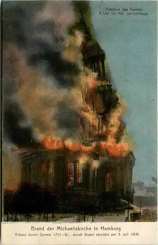 Hamburg - Brand der Michaeliskirche - Einsturz des Turmes -320766