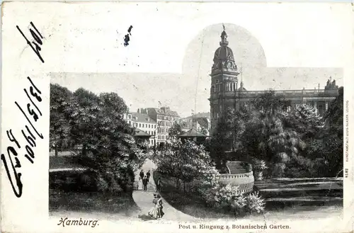 Hamburg, Eingang zum Botanischen Garten mit Post -318958