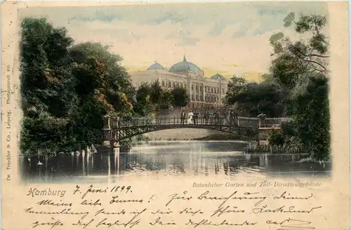 Hamburg, Botanischer Garten und Zoll-Direktionsgebäude -319078