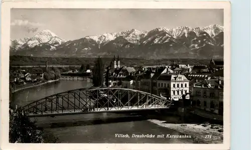 Villach/Kärnten - Villach, Draubrücke mit Karawanken -314046