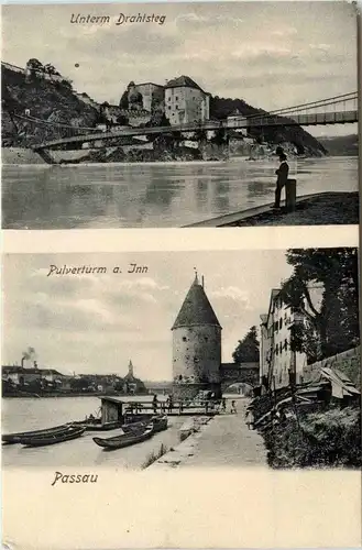 Passau/Bayern - Unterm Drahtsteg, Pulverturm a. Inn -321250