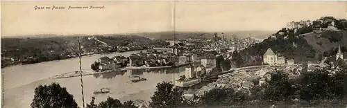 Passau/Bayern - Panorama vom Nonnengut (Klappkarte) -321392