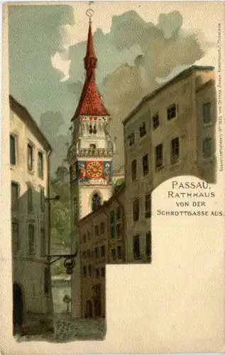 Passau/Bayern - Rathaus von der Schrottgasse aus -321358