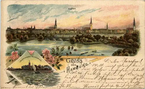 Gruss aus Hamburg - Litho -235308