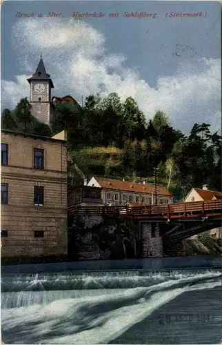 Bruck a.d. M. , Murbrücke mit Schlossberg -323338