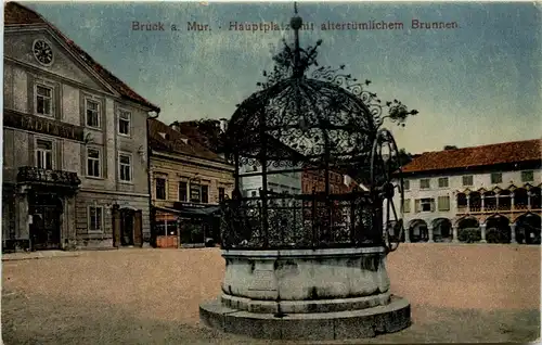 Bruck a.d. M. , Hauptplatz mit altertümlichem Brunnen -323356