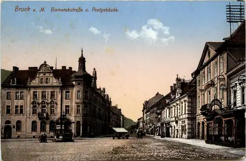 Bruck a.d. M. , Bismarckstrasse und Postgebäude -323396