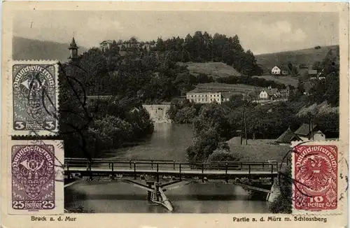 Bruck a.d. M. , Partie an der Mürz. mit Schlossberg -323264