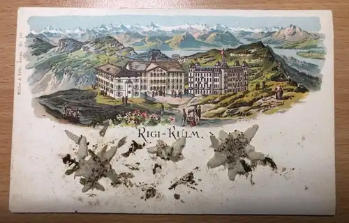 Rigi-Kulm Litho mit Edelweiß -S148