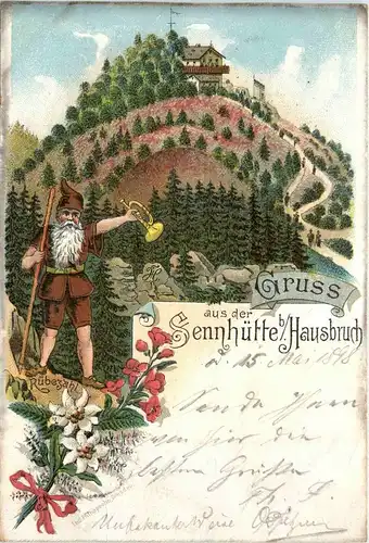 Gruss aus der Sennhütte bei Hausbruch - Rübezahl - Litho -286880