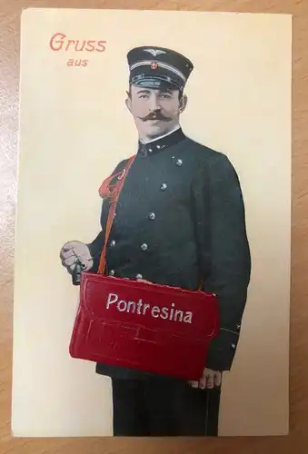 Gruß aus Pontresina - Mechanische Karte - Postbote -S96