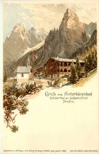 Kaiserthal bei Kufstein - Gruss aus Hinterbärenbad - Litho -287526