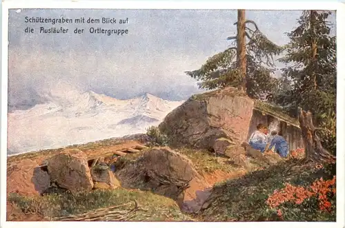 Schützengraben mit dem Blick auf die Ortlergruppe -288012