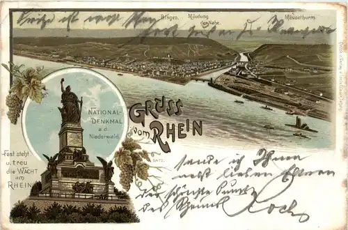 Gruss vom Rhein - Bingen - Litho -288238