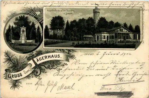 Stuttgart - Gruss vom Jägerhaus - Litho -288374