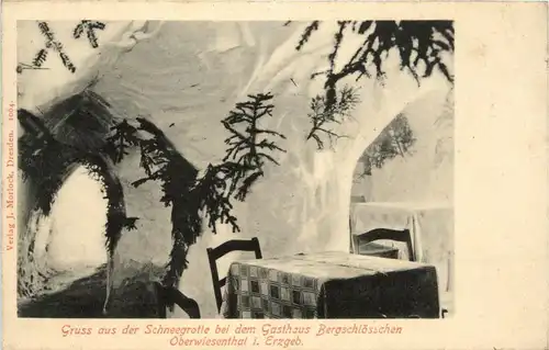 Oberwiesenthal - Gruss aus der Schneegrotte bei dem Gasthaus Bergschlöschen -277382