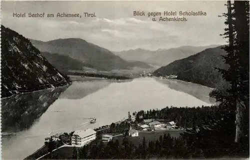 Achensee, Hotel Seehof, Blick gegen Hotel Scholastika und Achenkirch -324336