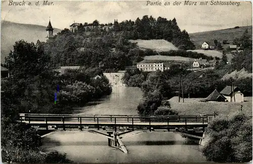 Bruck a.d. Mur/Steiermark - Partie an der Mürz mit Schlossberg -325172