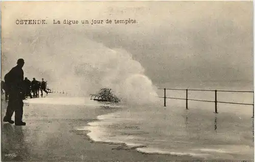 Ostende - La digue un jour du tempete -278614