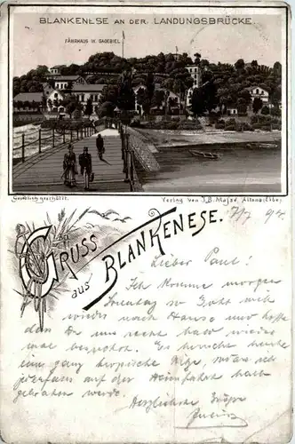 Gruss aus Blankenese - Litho 1894 !!! -221926