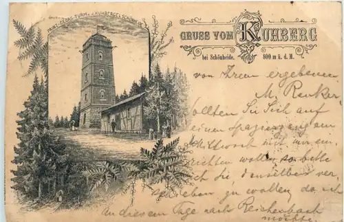 Gruss vom Kuhberg bei Schönheide - Litho 1897 -221946