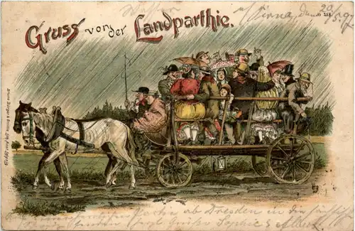 Gruss von der Landparthie - Litho -222130