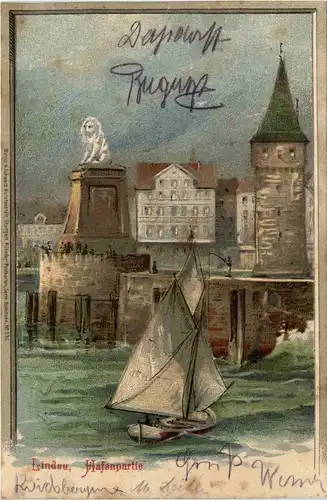 Lindau - Hafenpartie - Litho -293344