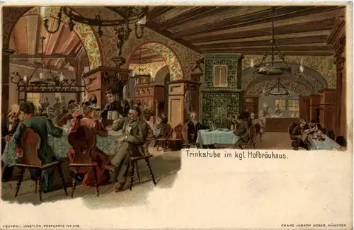 München - Trinkstube Hofbräuhaus - Litho -293518