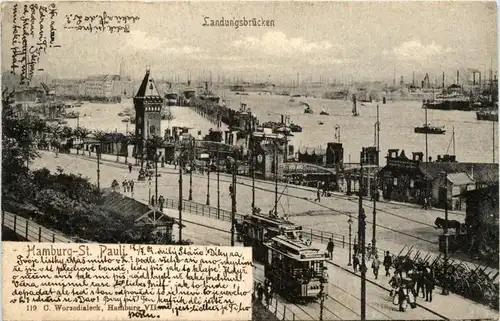 Hamburg - Landungsbrücken mit Strassenbahn -293196