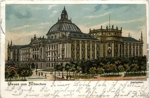 Gruss aus München - Justizpalast - Litho -293336