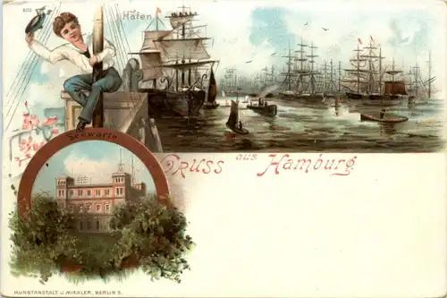 Gruss aus Hamburg - Litho -223566