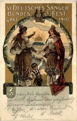 Graz - VI. Deutsches Sänger Bundes Fest 1902 - Litho -296086