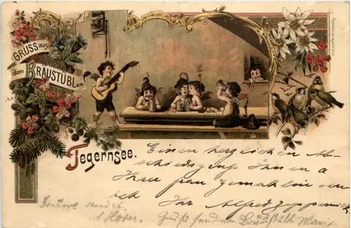 Gruss aus Tegernsee - Bräustübl - Litho -224588