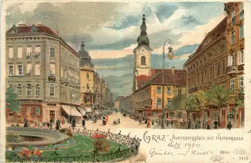 Graz - Auerspergerplatz - Litho -296222