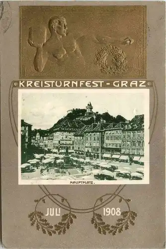 Kreisturnfest Graz 1908 - Prägekarte -296458