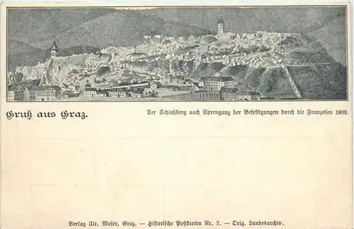 Gruss aus Graz - Schlossberg nach der Sprengung 1809 -297032