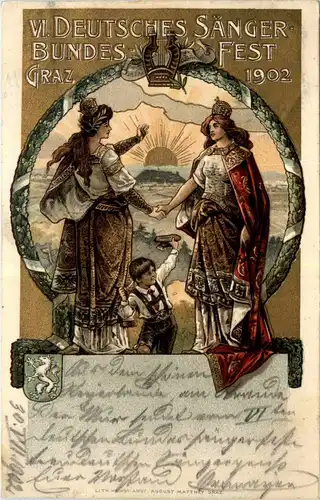 Graz - VI. Deutsches Sänger Bundes Fest 1902 - Litho -296082