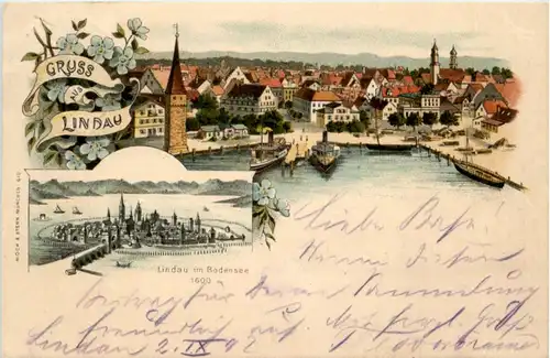 Gruss aus Lindau - Litho -225718