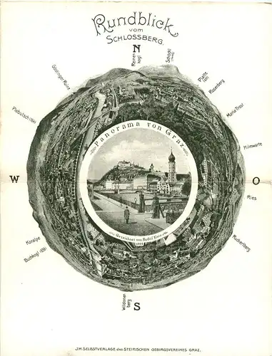 Graz - Rundblick vom Schlossberg - Klappkarte -402650
