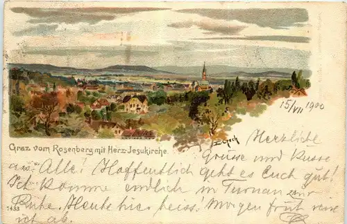 Graz vom Rosenberg - Litho -296236