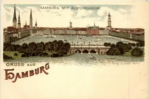 Gruss aus Hamburg - Litho -299180