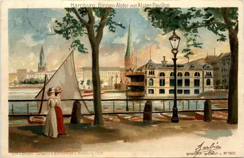 Hamburg - Binnen alster - Litho -299198