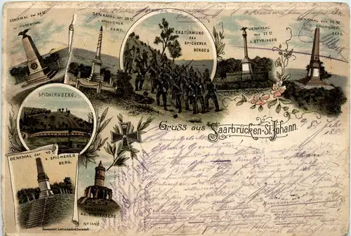 Gruss aus Saarbrücken - St. Johann - Litho -400288