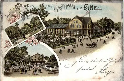 Langenhorn - Gruss aus dem Gasthaus Ohe - Litho -401470