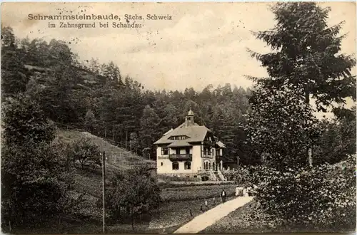 Schrammsteinbaude im Zahnsgrund bei Schandau -401510