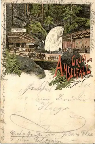 Gruss vom Amselfall - Litho -401550