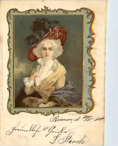 Frau mit Hut -403102