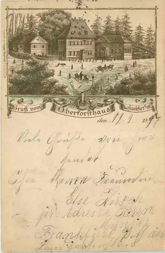 Gruss aus Frankfurt Oberforsthaus- Vorläufer Litho -232218