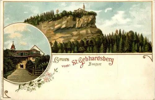 Gruss aus St. Gebhardsberg bei Bregenz - Litho -403370