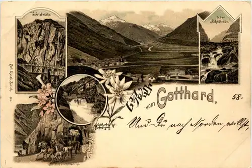 Gruss vom Gotthard - Litho - Carl Künzli -262674